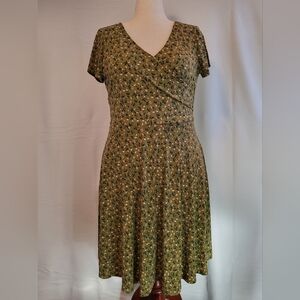 Gilli Floral Green Faux Wrap Short Sleeve Dress NWOT Size XXL